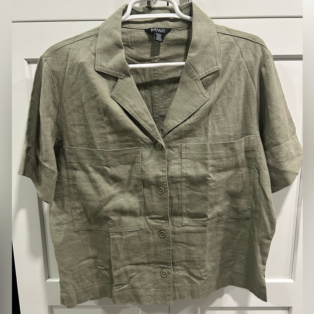 Buffalo David Bitton Olive Button Down Shirt